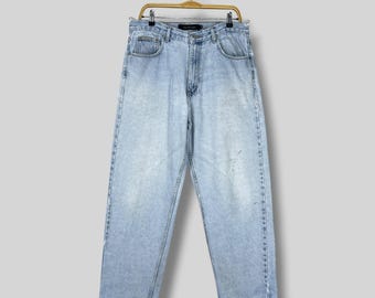 Vintage 90's Calvin Klein Jeans Easy Fit W33 L29 / High Rise Light Washed Denim / Distressed Reconstruct Skate Grunge Style Baggy Jeans