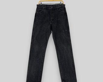 Taglia 32 Jeans Wrangler a vita alta vintage invecchiati Wrangler Jeans denim lavaggio nero Wrangler Regular Fit Straight Classic Boyfriend Jeans W32 L35