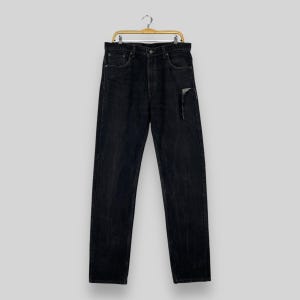 Size 35 Vintage Levis 505 Thigh Ripped Jeans Levis High Rise Black Wash Denim Levis Usa Regular Fit Straight Leg Boyfriend Jeans W35 L36