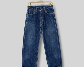 Vintage 90er Jahre Edwin 505X Redline Selvedge Jeans W29 L28 / Straight Leg Dark Wash Denim / Edwin Cropped Boyfriend Jeans Made in Japan