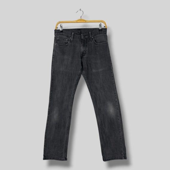 Vintage 2000s Levi’s 514 Slim Straight Fit Jeans W29 L28 / Low Rise Faded Black Washed Denim / Y2K Distressed Stretch Jeans Made In Columbia
