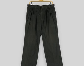 W32 L28 Vintage Issey Miyake Casual Men Pants Japanese Designer Regular Fit Style Straight Leg Trouser Streetwear Green Pants Size 32
