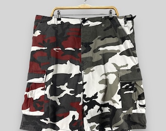 Size 42 Vintage Military Cargo Short Pants Military Battle Dress Uniform Camo Woodland Pattern Utility Short Camo Red Short Cargo Size 42