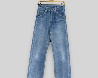 Größe 27 Vintage Distressed Ripped Lee Rider Mid Rise Light Blue Wash Jeans Lee USA Talon Reißverschluss Lee Regular Fit Boyfriend Jeans W27 L27
