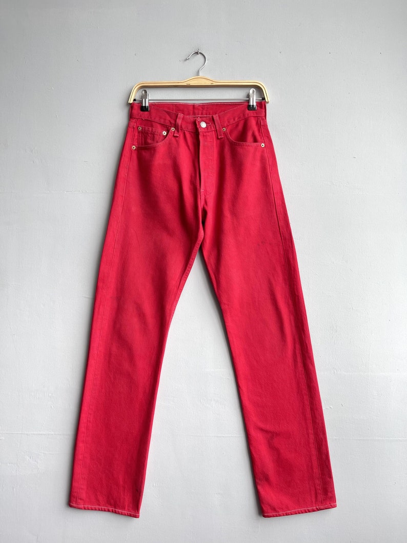 W27 L32 Vintage Levis 501 Stain Women Jeans Levis Mid Rise Red Wash Denim Levis Button Fly