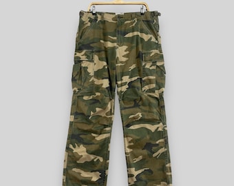 Size 36 Vintage Avirex Ltd Cargo Pant Woodland Camouflage Style Flying Aircrew Garment Utility Regular Fit Multi Pockets Cargo Pants W36 L30