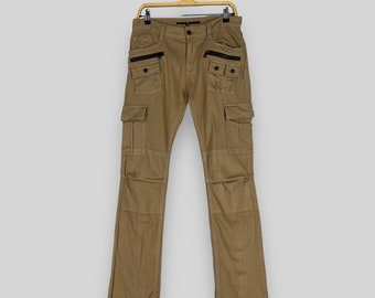 Size 31 Vintage Japanese Khaki Cargo Pant Tactical Utility Multi Pocket Pants Bondage Skinny Fit Pants Casual Tech Wear Zipper Pants W31 L31