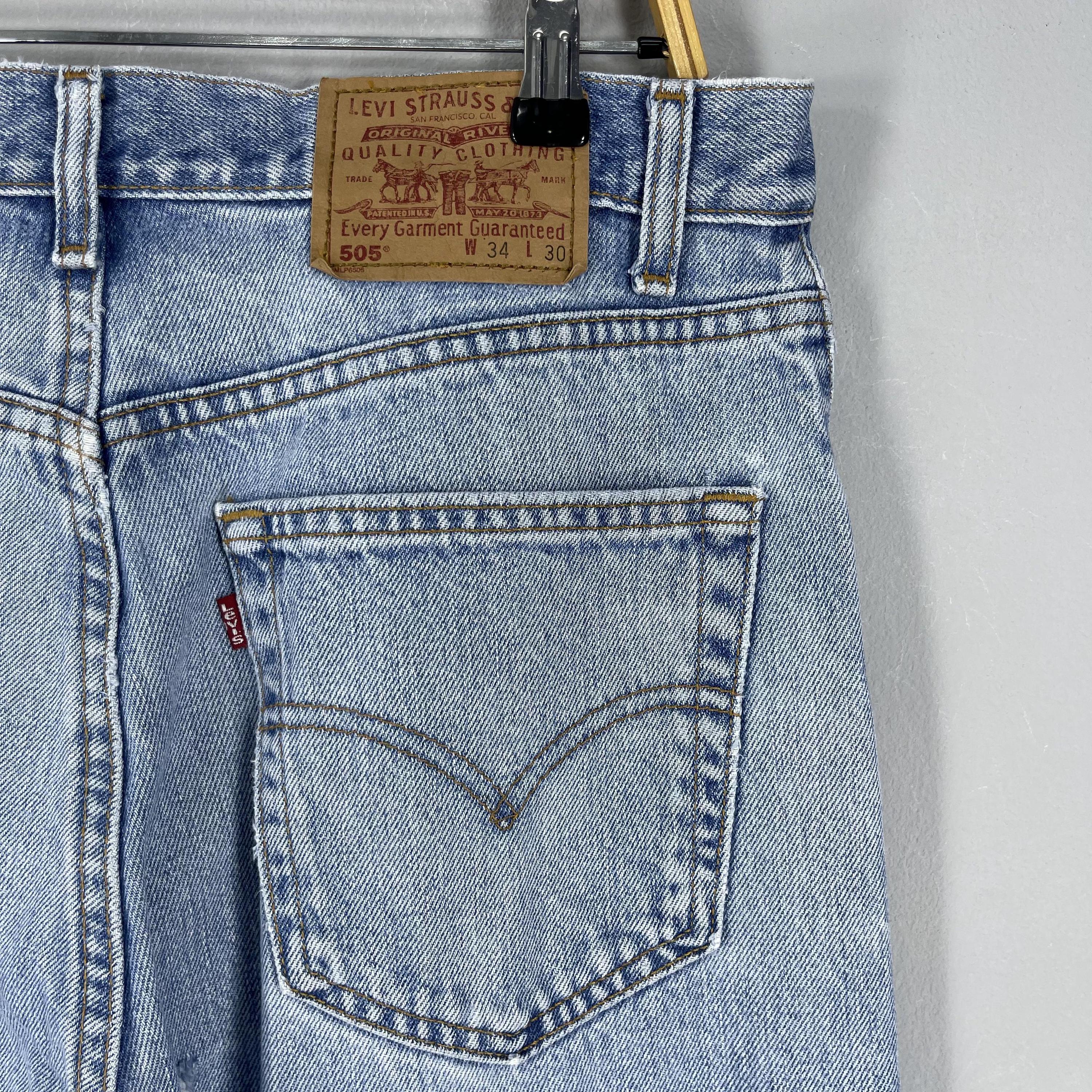 W33 L31 Vintage Levis 505 Distressed Ripped Jeans Levis High Rise