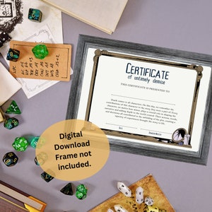 Certidão de Óbito de Personagem DnD | Acessório de Dungeons and Dragons | Acessórios para Mestre de Masmorras | Presente do jogador da ficha de personagem | D&D para impressão