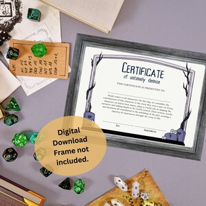 Certidão de Óbito de Personagem DnD | Acessório de Dungeons and Dragons | Acessórios para Mestre de Masmorras | Presente do jogador da ficha de personagem | D&D para impressão
