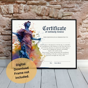 Certidão de Óbito de Personagem DnD | Acessório de Dungeons and Dragons | Acessórios para Mestre de Masmorras | Presente do jogador da ficha de personagem | D&D para impressão