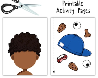 Printable Boy Face Cut and Paste Activity Set, Fun DIY Craft for Kids