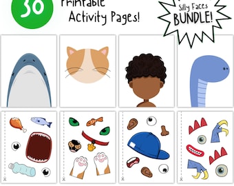 Printable Silly Faces Cut and Paste Bundle, Funny Faces Craft for Kids, DIY Silly Faces Activity, Instant Download