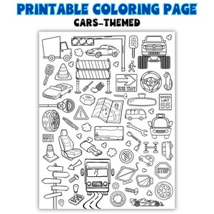 Cars & Trucks Coloring Page, Printable Vehicle Themed Activities For Kids