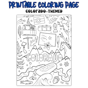 Colorado Coloring Page Printable PDF, State Doodle Art – Mountains ...