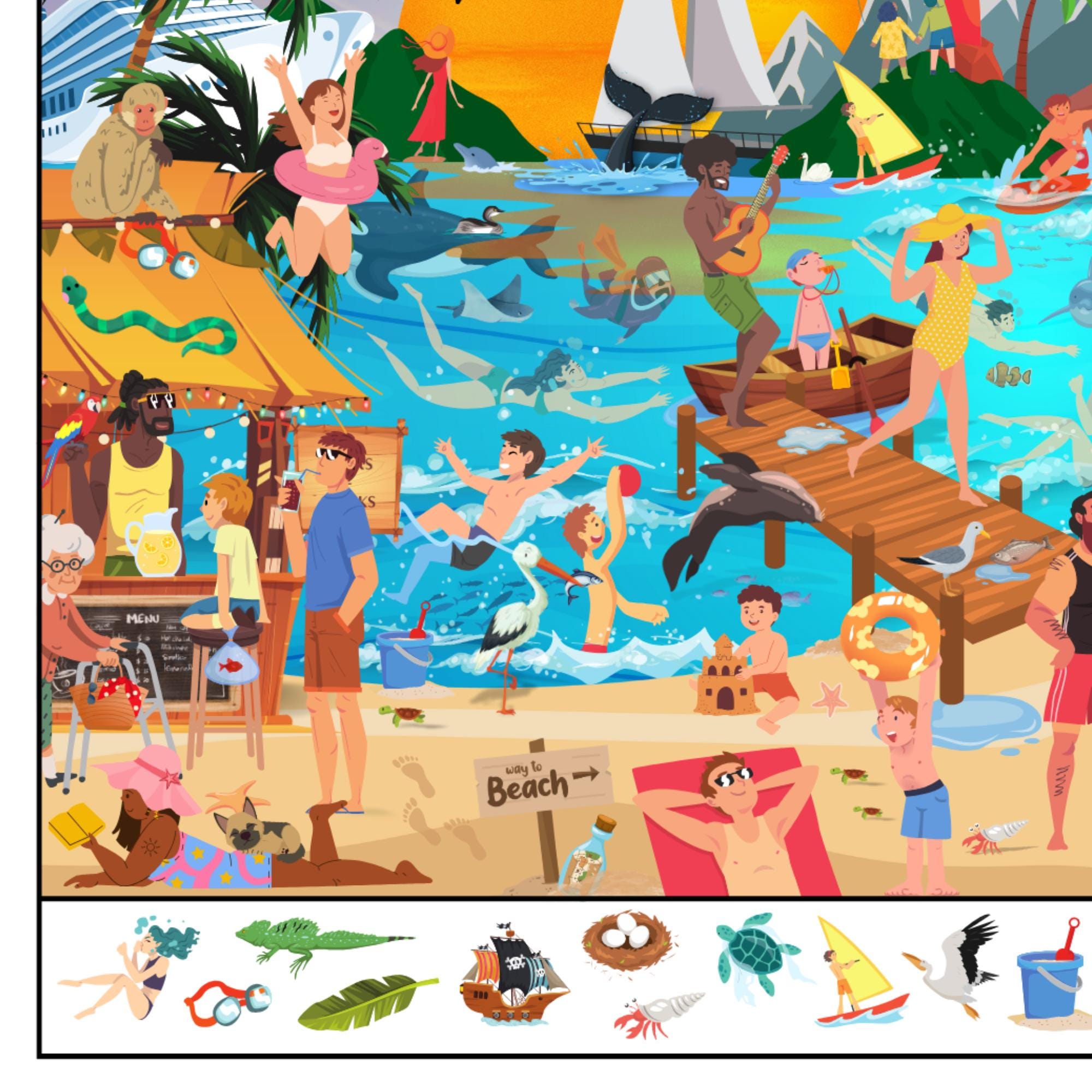 Printable Beach-themed Search and Find Poster for Kids, Engaging Summer ...