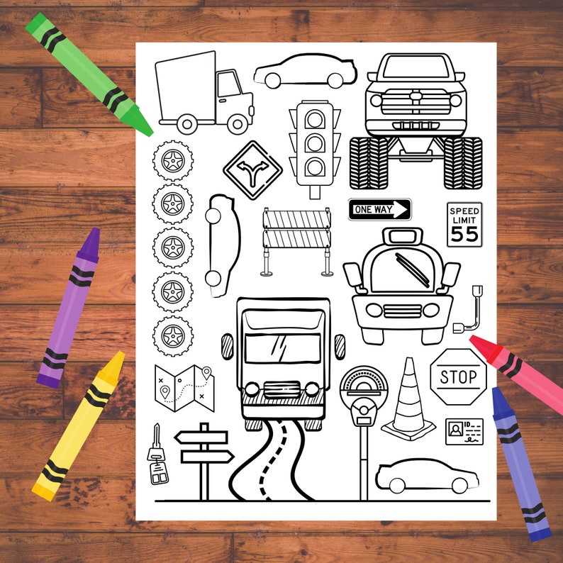 Cars and Trucks Coloring Pages, 30 Vehicle Coloring Pages for Kids - Etsy