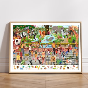 Zoo Themed Printable Search And Find Wall Art For Kids, Fun Activity Poster For Learning, Playroom Decor & Educational Fun, Instant Download