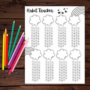 Printable Bullet Journal Habit Tracker, Rainbow Theme Monthly Goal ...