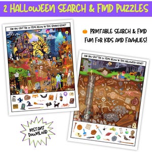 Printable Search & Find, Halloween-Themed, Hidden Picture Games For Kids, I Spy Games