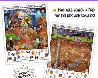 Printable Search & Find, Halloween-Themed, Hidden Picture Games For Kids, I Spy Games
