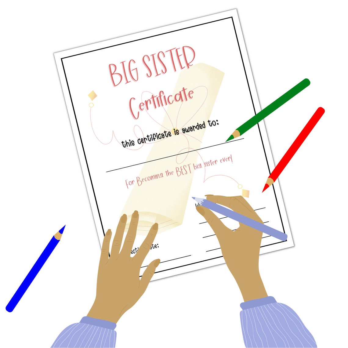 Printable Big Sister Certificate, Promoted to Big Sister Instant