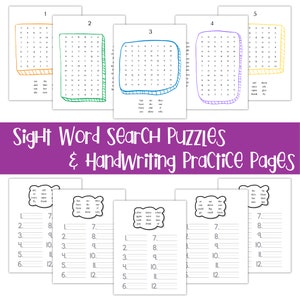 Printable Word Search Puzzles, Sight Words, Handwriting Practice Worksheets, For Kids