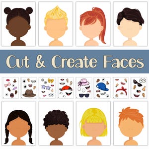 Plantillas imprimibles para crear caras divertidas: crea tus propios personajes con accesorios, manualidades imaginativas y actividades entretenidas para niños.