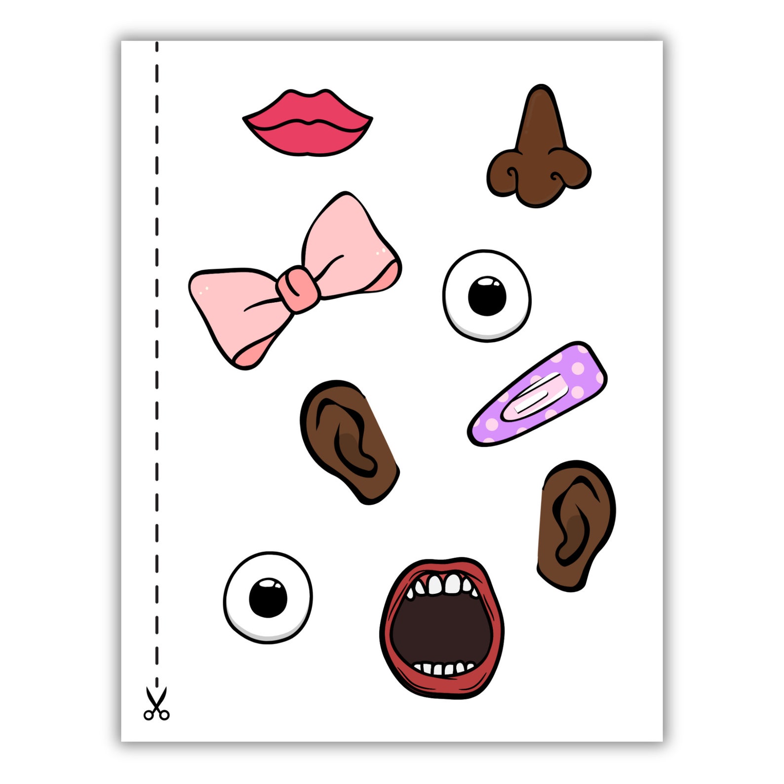 Printable Cut and Paste Activity, Girl Face Assembly Kit, Crafts for ...