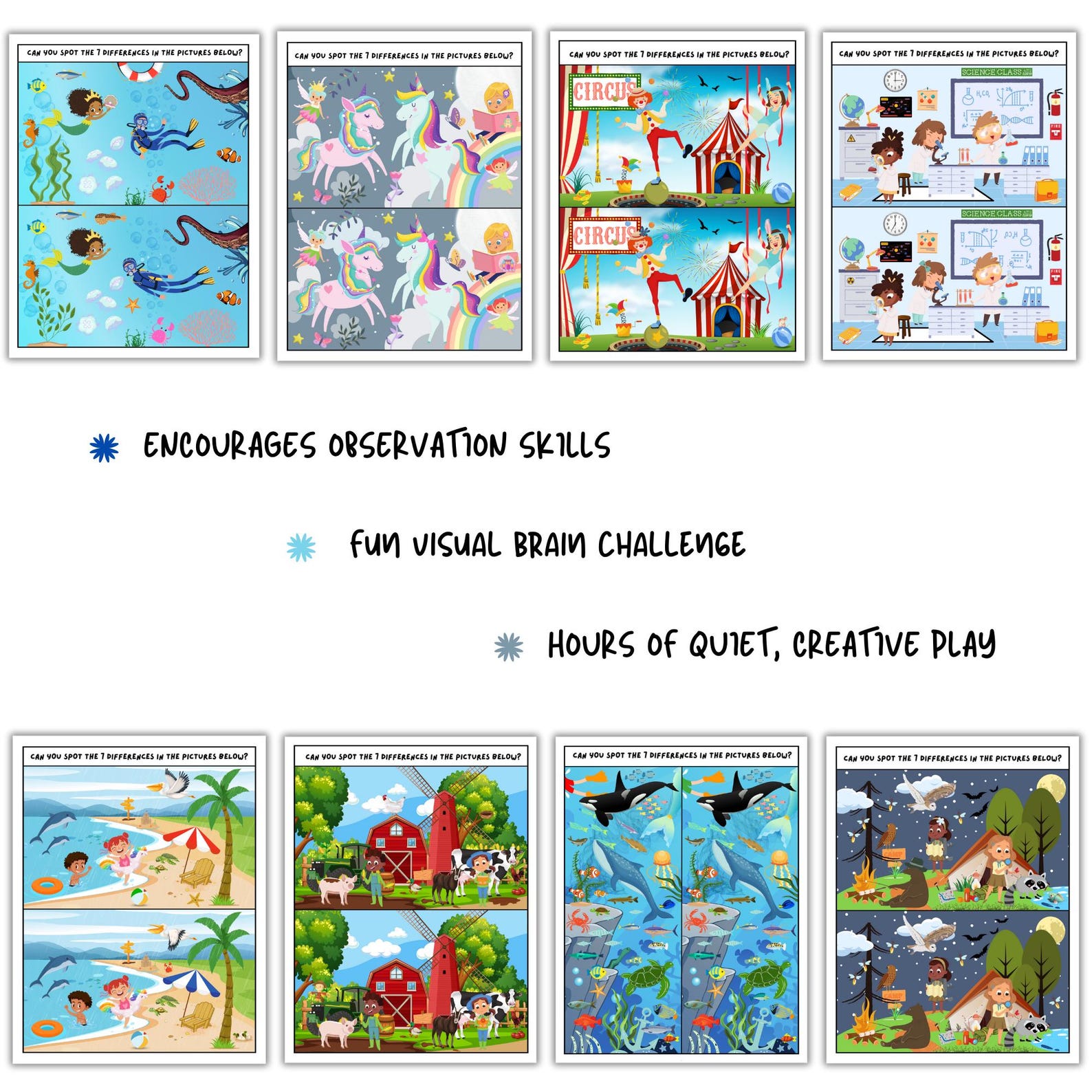 Spot the Difference Printable Puzzles Bundle, 18 Fun Kids Activity ...