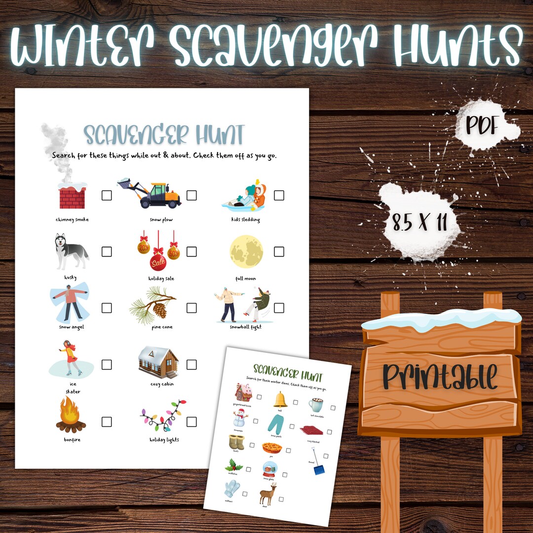Printable Winterthemed Scavenger Hunts, 2 Winter Scavenger Hunt Pages