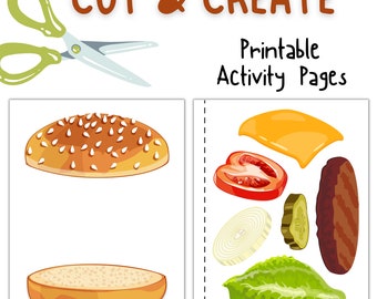 Printable Hamburger Craft, Cut And Paste Build A Burger Assembly Kit, Printable Crafts For Kids