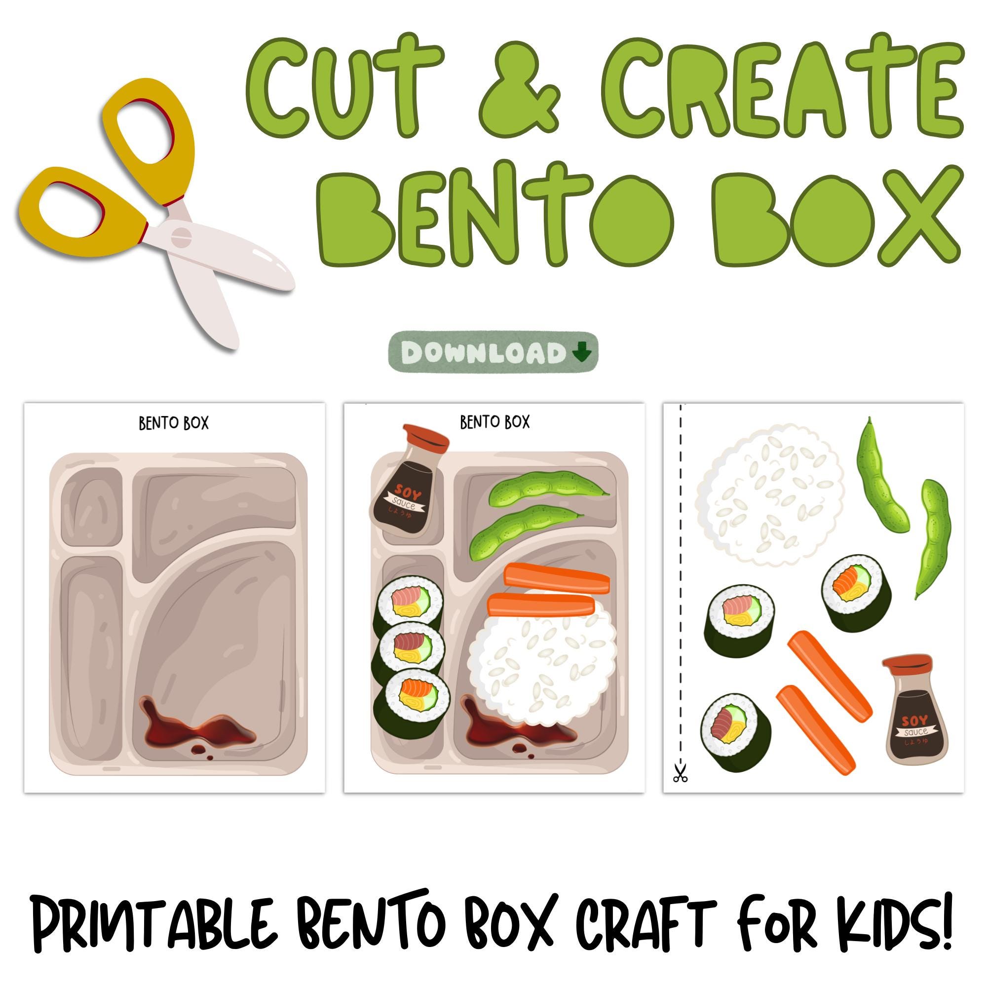 33 Awesome Food Crafts for Kids To Keep Them Entertained 18 Cut & Create Bento Box Craft, Printable Food Activity For Kids, Cut…