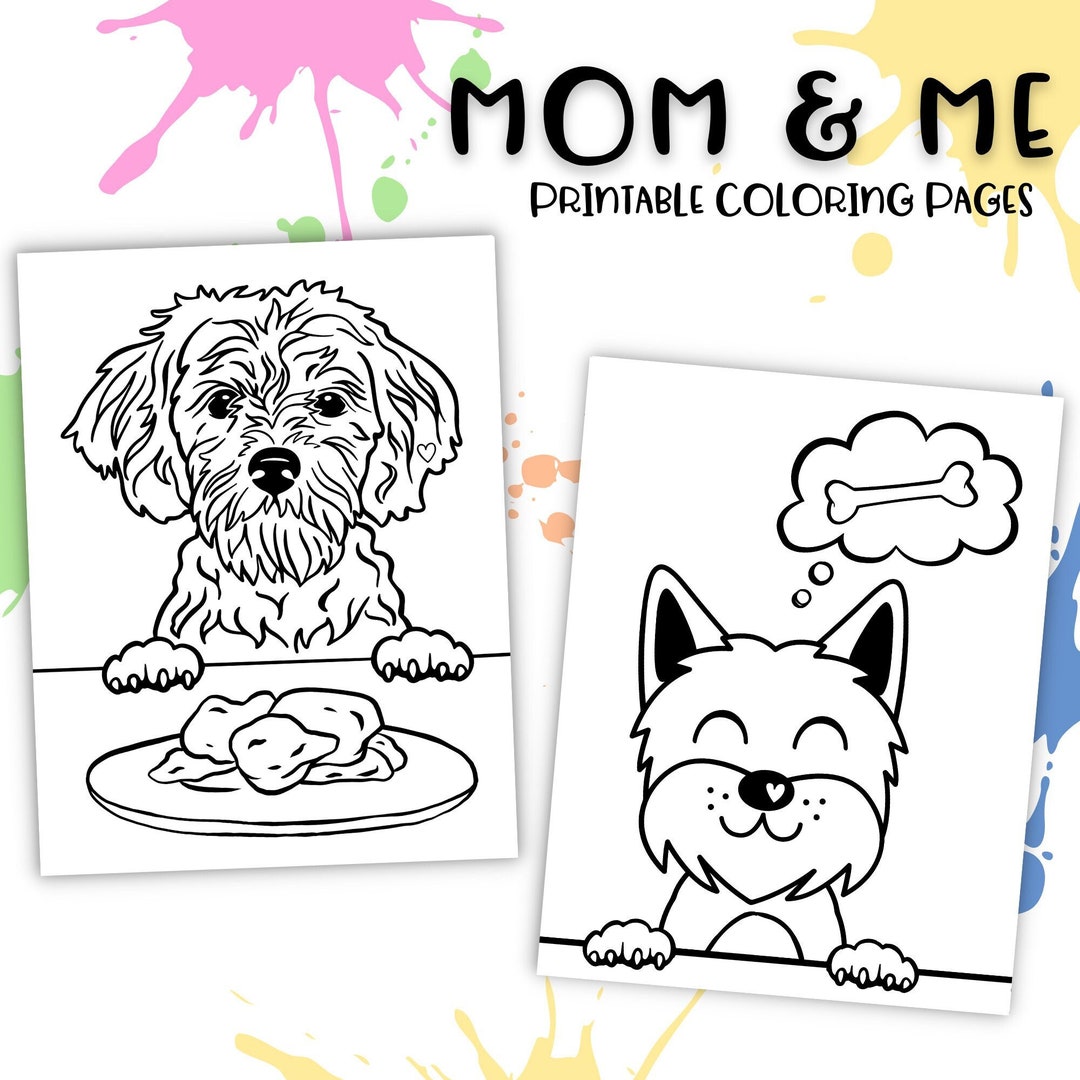 Mom and Me, Printable Puppy Coloring Sheets, Instant Download - Etsy