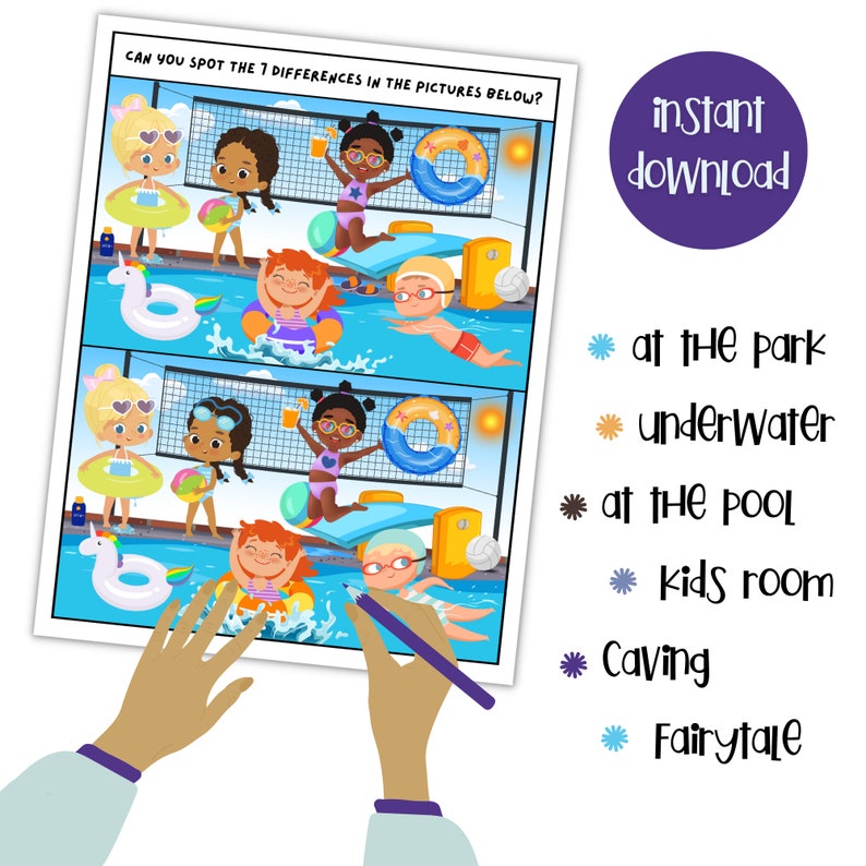 Ind The Difference Printable Spot the Difference Puzzles, Games for Kids, Print at Home ...