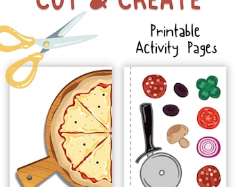 Printable Pizza Craft, Cut And Paste Pizza Assembly Kit, Printable Crafts For Kids