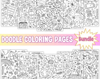 Printable Doodle Coloring Pages, Fun and Relaxing Designs for All Ages, Instant Download