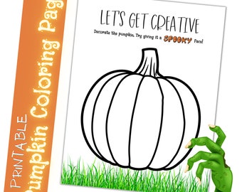 Página para colorear de calabaza de Halloween imprimible para niños, seamos creativos Actividad de Jack O Lantern
