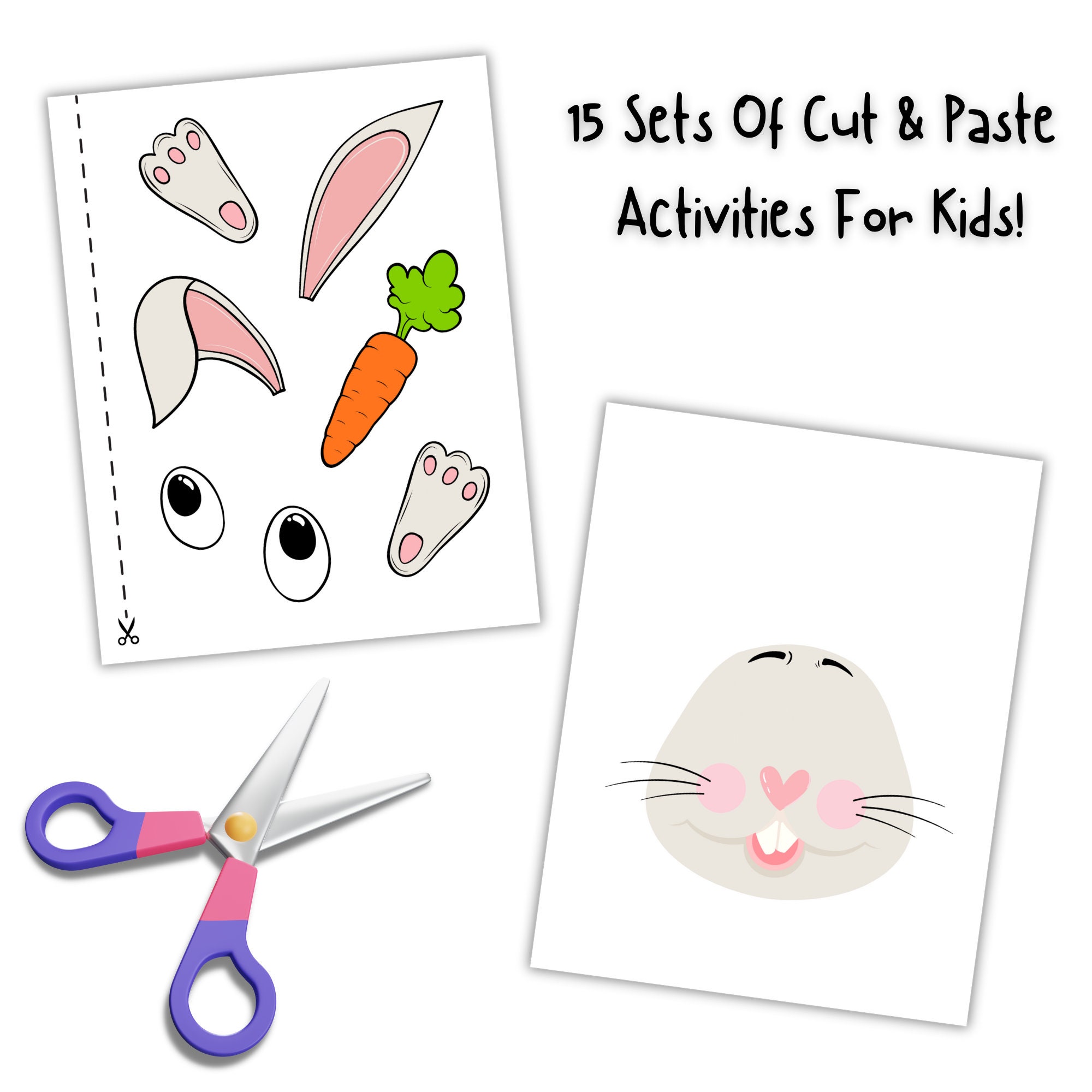 Printable Silly Faces Cut and Paste Bundle, Funny Faces Craft for Kids ...