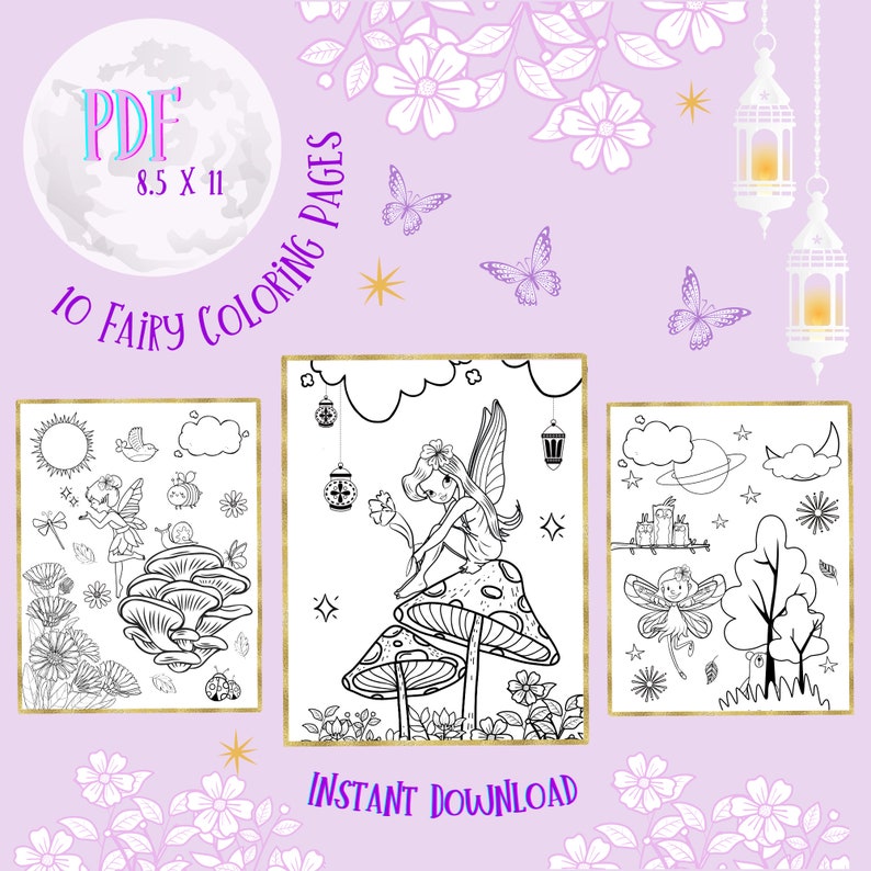 Fairy Coloring Pages 10 Fairy Dreamland Printable Coloring | Etsy