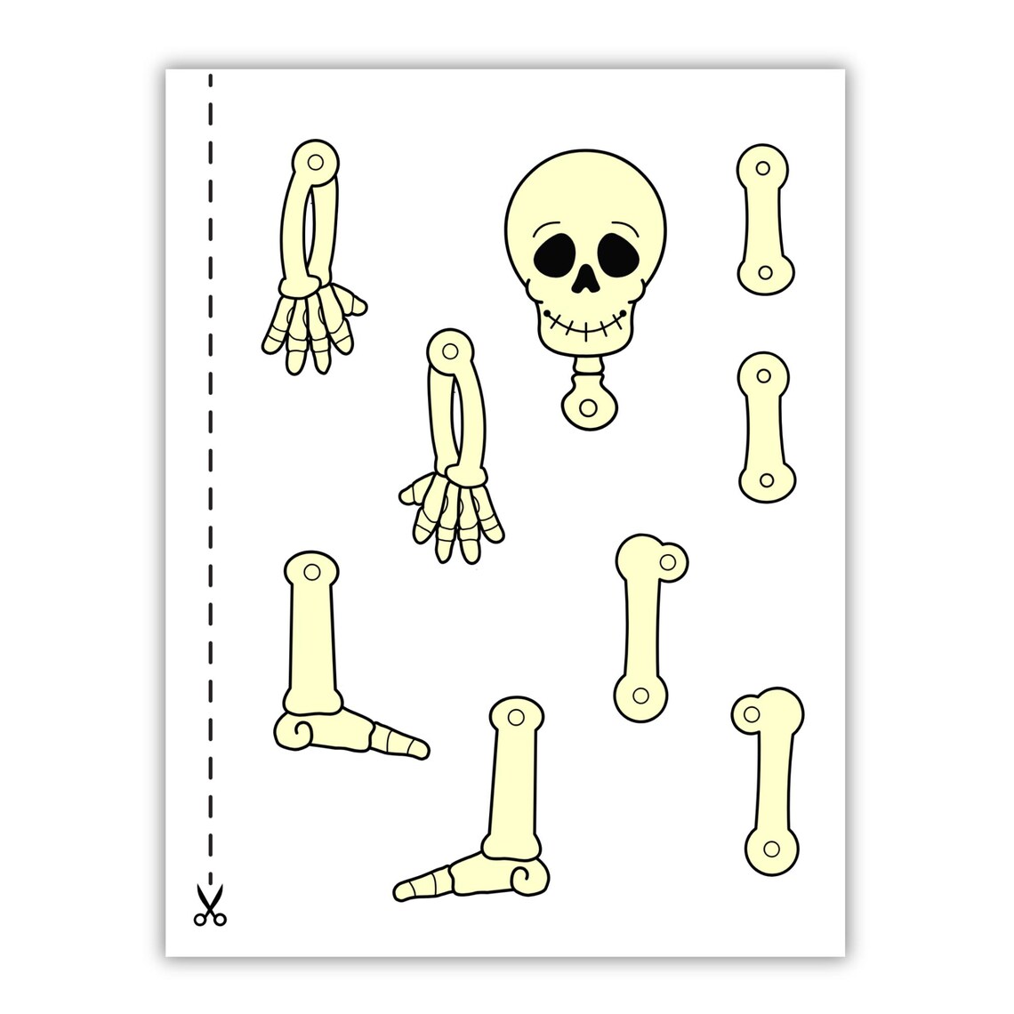 Skeleton Cut and Paste Printable Craft for Kids, DIY Halloween