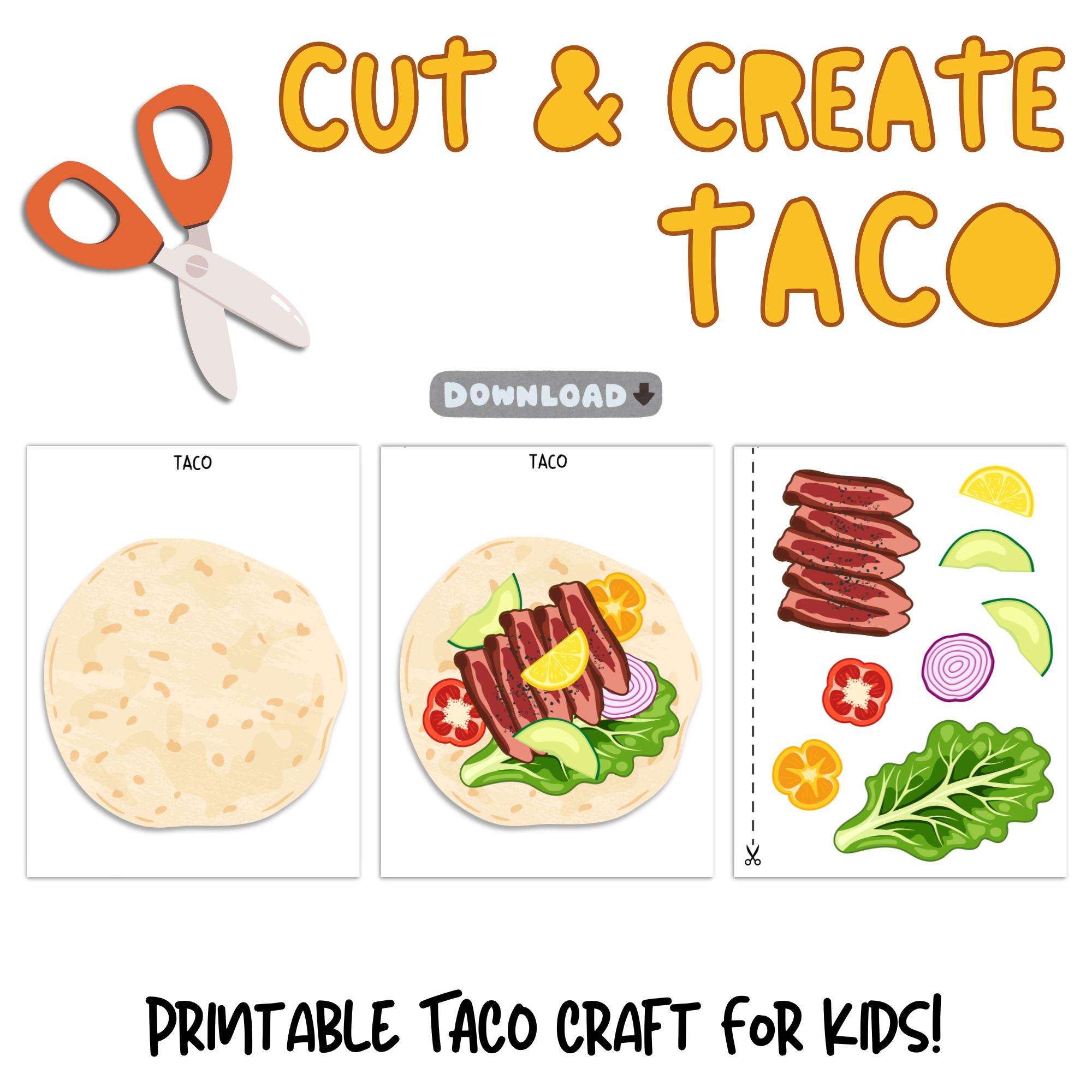 33 Awesome Food Crafts for Kids To Keep Them Entertained 4 Printable Taco Craft For Kids, Cut & Create Taco Activity, Pretend…