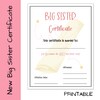New Big Sister, Printable Certificate, Gift for Big Sister, Baby ...