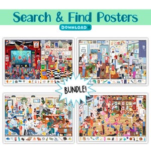Printable Search And Find Posters, Interactive Classroom And Playroom Wall Art, Fun Educational Activities, Engaging Decor For Waiting Rooms