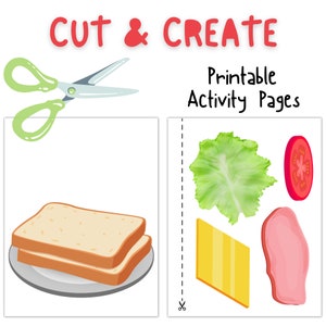 Printable Food Assembly Kit, Sandwich Cut And Create, Printable Crafts For Kids