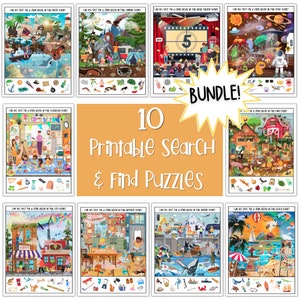 Search & Find Bundle, Printable Puzzles For Kids, I Spy Games