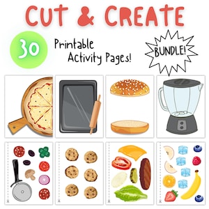 Printable Cut And Create Bundle, Food Play, Printable Crafts For Kids, Cut And Paste