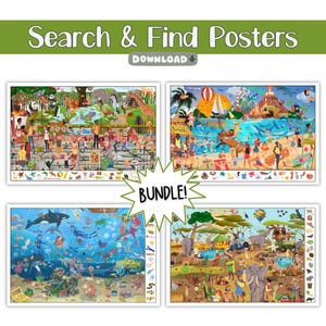 Printable Kids Search And Find Posters, Interactive Wall Art For Playroom Or Bedroom, Fun Educational Activities For Children