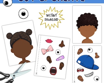 Blank Face Design Templates: Kids' Creative Cut & Paste Activity (PDF ...