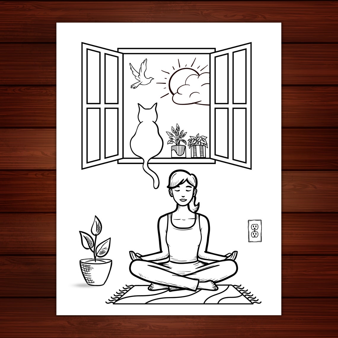 Meditation Coloring Page 1 Printable Meditation Coloring Etsy
